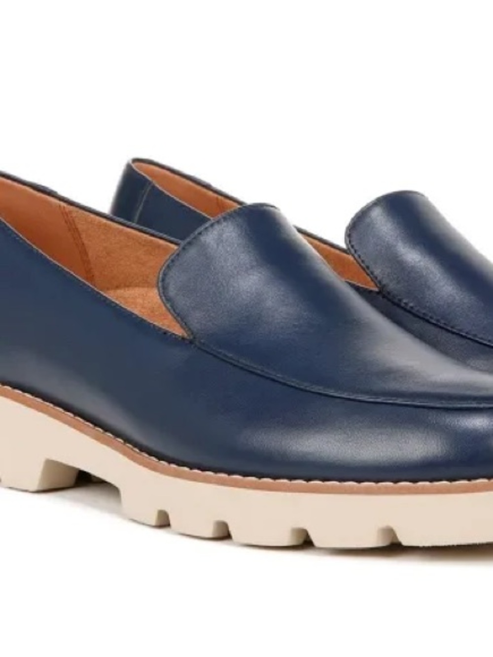 Vionic Navy Leather Lug Sole Loafers